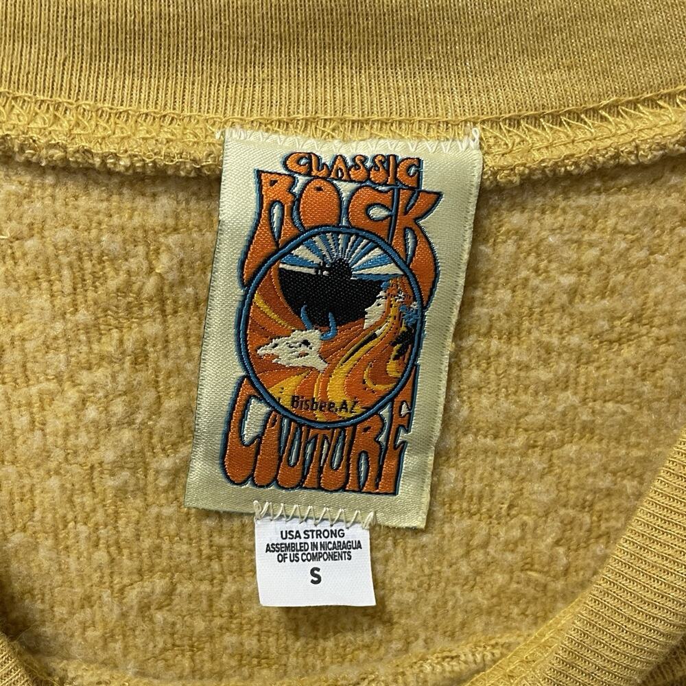 Classic Rock Couture Sweatshirt Mustard Yellow Desert Sunset Crop Retro Size Sm - Picture 3 of 10